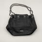 Womens Black Leather Semi Chain Strap Drawstring Bucket Bag Purse image number 1