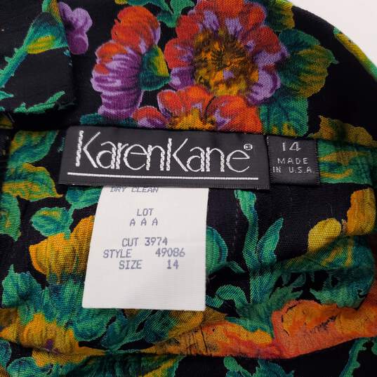Vintage 80s Pleated Skirt Karen Kane Multicolor Floral Print Skirt Women's Size 14 image number 4