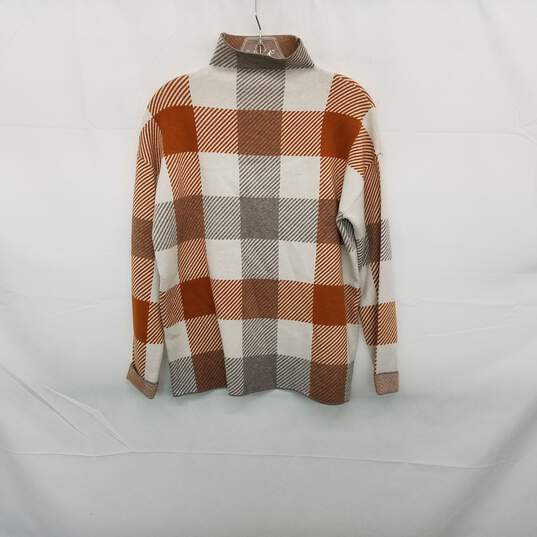 Tahari Brown White & Gray Mock Neck Knit Pullover WM Size L image number 2