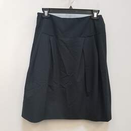 Womens Black Stretch High Rise Side Zip Knee Length Pleated Skirt Size 40 alternative image
