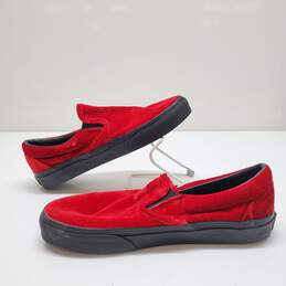 Vans Off The Wall Red Velvet Sneakers Low Top Slip On Shoes Size 5.5M/7W