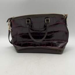 Dooney & Bourke Womens Dillen Purple Brown Leather Embossed Satchel Bag Purse alternative image