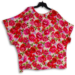 NWT Womens Multicolor Floral V-Neck Short Sleeve Side Slit Blouse Top Sz 2X alternative image