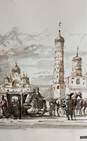 Cathedrals of Kremlin, Moscow Russia, Bell Tower Ivan Veliki Watercolor Signed image number 5