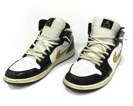 Jordan 1 Mid Patent Black White Gold Men's Shoes Size 11