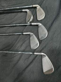 Burton Leather Brown Golf Bag & 5 Assorted Golf Clubs
