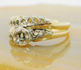 Vintage 14K Two Tone White & Yellow Gold Bridal Ring Setting 4.2g alternative image