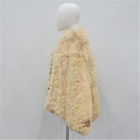 Buy the Vintage 1970s Cream Curly Lamb Fur Women's Coat Boho Jacket ...