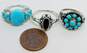 Sterling Silver Turquoise CZ Onyx Rings 9.6g image number 6