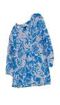 Women's Blue White Floral 3/4 Sleeve Split Neck Blouse Top Size Large image number 1