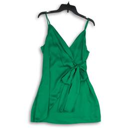 Akira Womens Green Sleeveless Spaghetti Strap Front Tie Wrap Mini Dress Size M