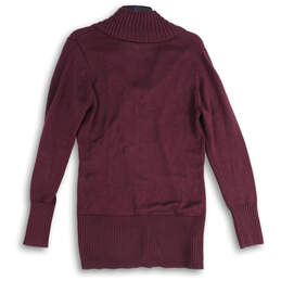 Womens Purple V-Neck Shawl Collar Long Sleeve Pullover Sweater Size Large alternative image