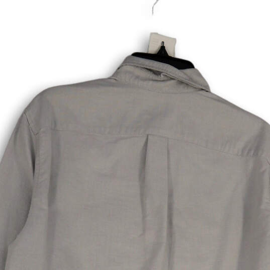 Mens Gray Long Sleeve Pockets Regular Fit Collared Button-Up Shirt M Tall image number 4