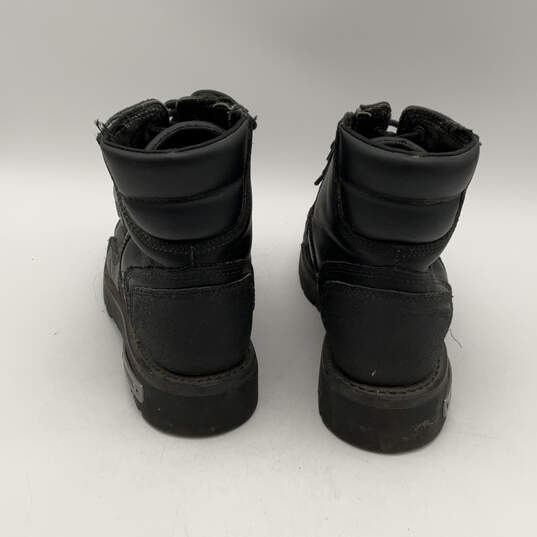 Mens Stealth D91642 Black Leather Round Toe Side Zip Biker Boot Size 10.5M image number 5