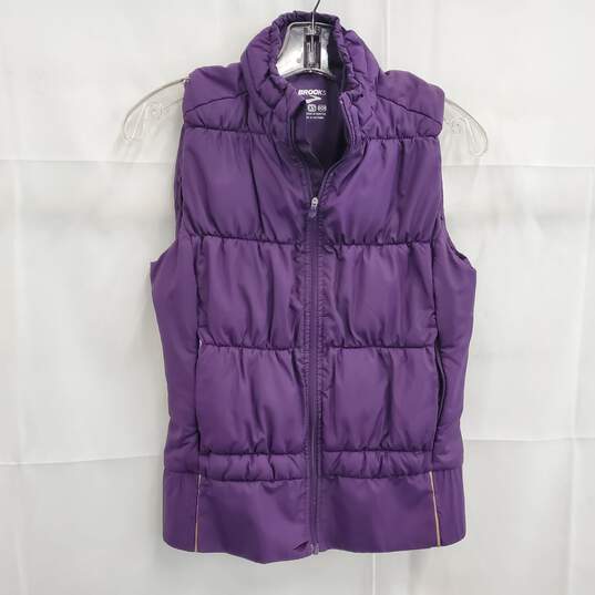 Brooks Running Women's Purple Zip Puffer Vest Size XS image number 1