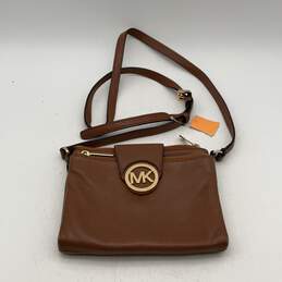 NWT Michael Kors Womens Brown Leather Adjustable Strap Fulton Crossbody Bag