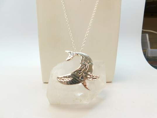 Odin Lonning Sterling Silver Humpback Whale Pendant Necklace 13.5g image number 2