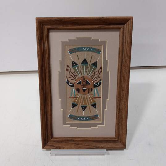 Framed Authentic Navajo Sandpainting by Charlotte Denetdale image number 1