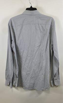 Ted Baker Mens Blue White Geometric Long Sleeve Spread Collar Dress Shirt Size 5 alternative image