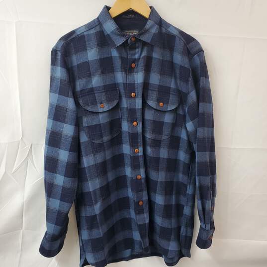 Pendleton Thomas Kay Blue Plaid Button-Up LS Shirt Men's L image number 1