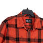 Mens Red Plaid Loose Fit Long Sleeve Flannel Button-Up Shirt Size Large image number 3