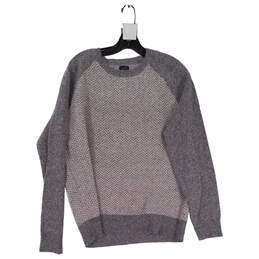 Mens Gray Chevron Long Sleeve Crew Neck Pullover Sweater Size Large