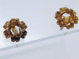 Vintage 14K Gold Flower Post Stud Earrings Setting 1.7g