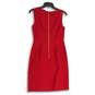 NWT Kate Spade Womens Red Boat Neck Bow Sleeveless Back Zip Sheath Dress Size 4 image number 2