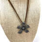 Designer Silpada 925 Sterling Silver Leather Cord Flower Pendant Necklace image number 1