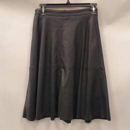 White House Black Market Women Black Faux Leather A-Line Skirt 0