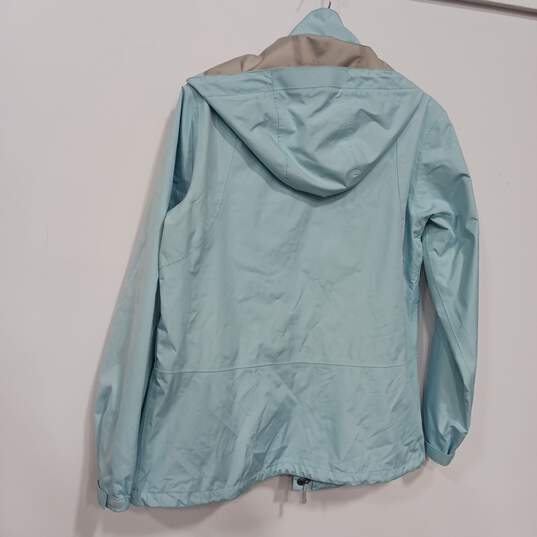 Eddie Bauer Women's Light Blue WeatherEdge Hooded Rain Jacket (Size L) image number 4