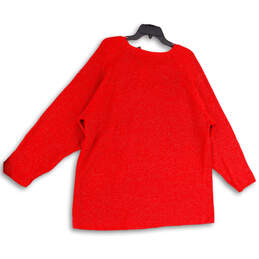 Womens Red Long Sleeve Round Neck Regular Fit Pullover Sweater Size 3X alternative image