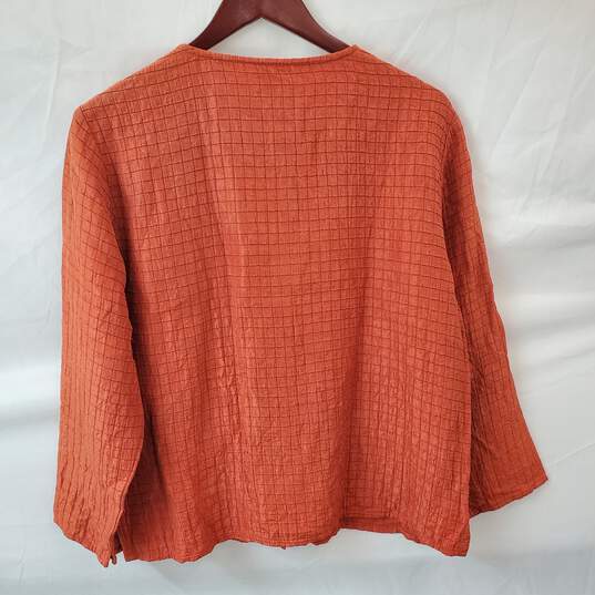 Eileen Fisher Burnt Orange Linen Blouse in Size Medium image number 3