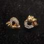 10K Yellow Gold Heart Stud Earrings With Moissanite image number 2