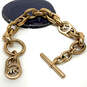 Michael Kors Bracelet 76.7gDesigner Michael Kors Gold-Tone Logo Toggle Fashion Link Chain Bracelet image number 2