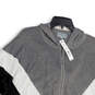 NWT Womens Gray Black Chevron Dolman Sleeve Hooded Full-Zip Sweater Size 1X image number 3