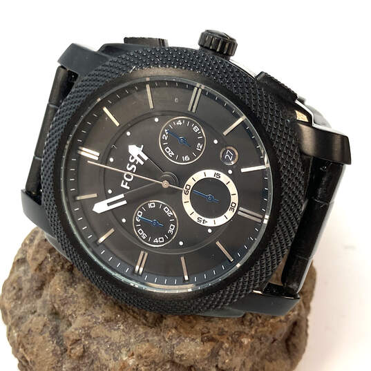 Designer Fossil FS-4552 Black Strap Chronograph Dial Analog Wristwatch image number 1