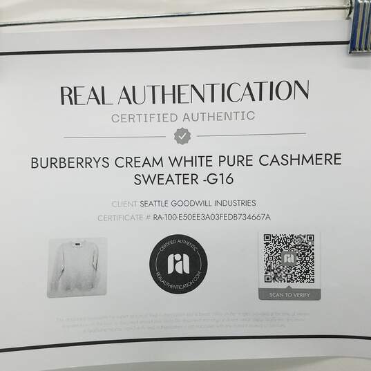 AUTHENTICATED Burberrys Cream White Pure Cashmere Sweater image number 4