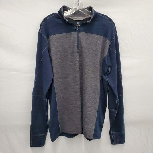KUHL MN's Blue & Gray Tone Half Zip Cardigan Pullover Size L image number 1