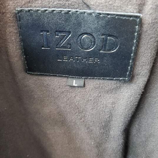 Men's Black Izod Leather Jacket Size L image number 8