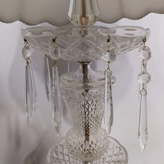Vintage Crystal and Brass Lamp W/ Shade image number 3
