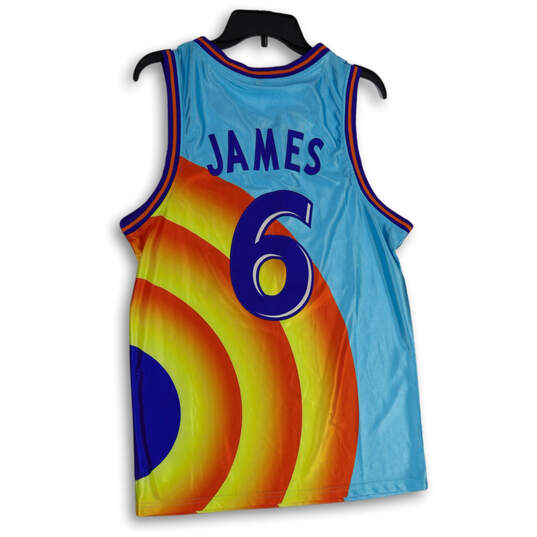 Mens Orange Blue Tune Squad Lebron James #6 Basketball Jersey Size M image number 2