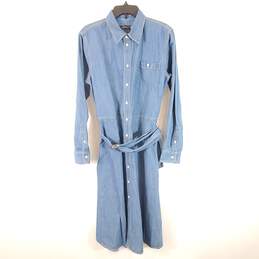 Ralph Lauren Women Blue Denim Maxi Dress Sz 14 Nwt
