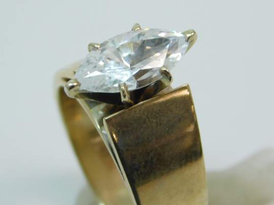 18K Yellow Gold Marquise Cut Cubic Zirconia Ring 8.8g image number 8