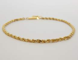 14K Yellow Gold Twisted Rope Chain Bracelet 3.4g alternative image