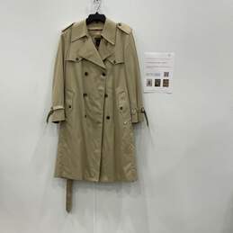 Christian Dior Mens Tan Double Breasted Button-Up Long Trench Coat Size 40R/COA
