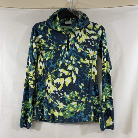 Women's Blue/Yellow Columbia 1/4 Zip Fleece Jacket, Sz. XS image number 1