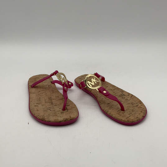 Womens Brown Pink Monogram Charm Stylish Thong Sandals Size 6 image number 3