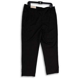 NWT Womens Black Pinstripe Flat Front Straight Leg Trouser Pants Size 12 alternative image
