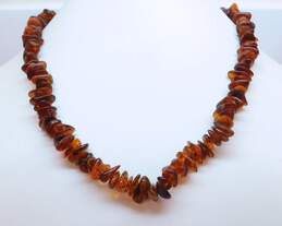 Artisan Amber Nuggets Beaded Chunky Statement Necklace 26.4g